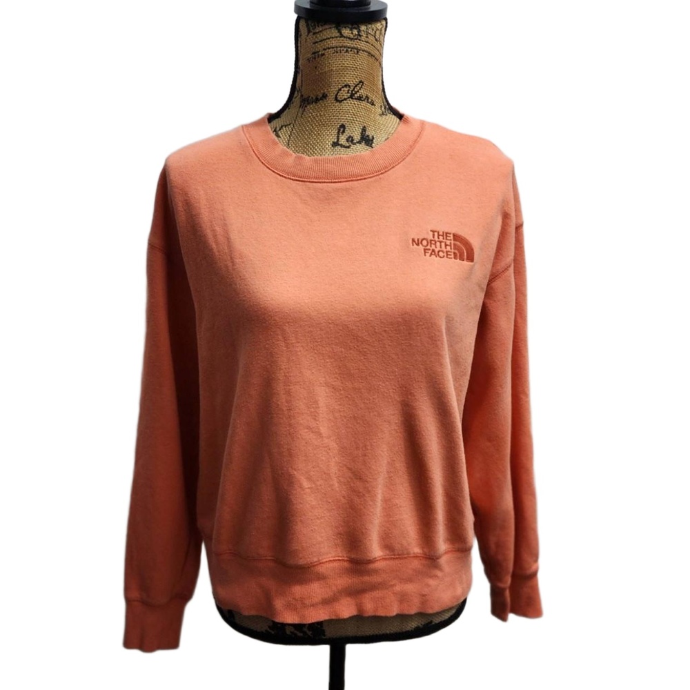 The North Face Sweatshirt‎ Womens Size Small Peach Crew Neck Logo Petite Outdoor